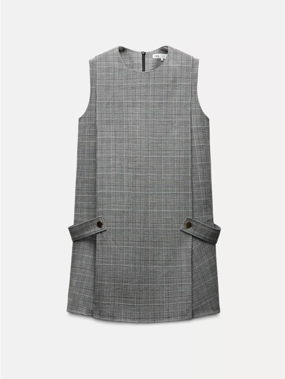 ZARA Gray Glen Plaid Sleeveless Mini Dress